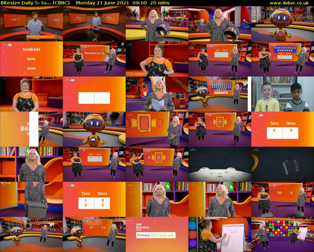 Bitesize Daily 5- to... (CBBC) Monday 21 June 2021 09:00 - 09:20