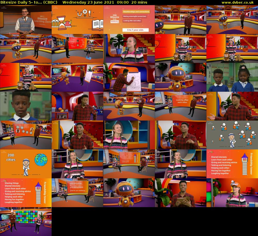 Bitesize Daily 5- to... (CBBC) Wednesday 23 June 2021 09:00 - 09:20
