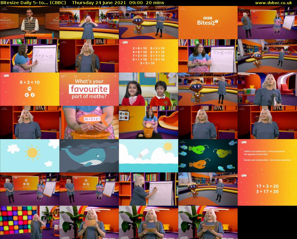 Bitesize Daily 5- to... (CBBC) Thursday 24 June 2021 09:00 - 09:20