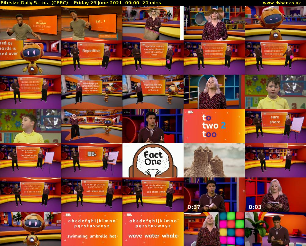 Bitesize Daily 5- to... (CBBC) Friday 25 June 2021 09:00 - 09:20