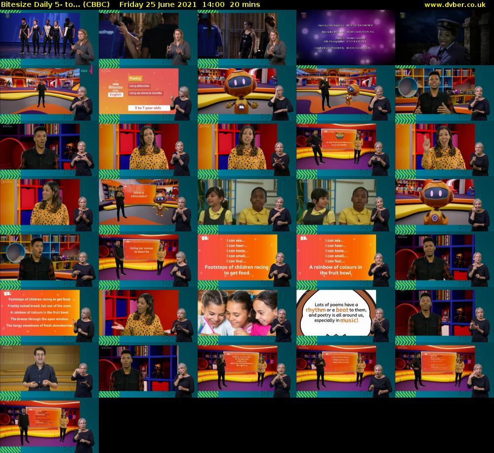 Bitesize Daily 5- to... (CBBC) Friday 25 June 2021 14:00 - 14:20