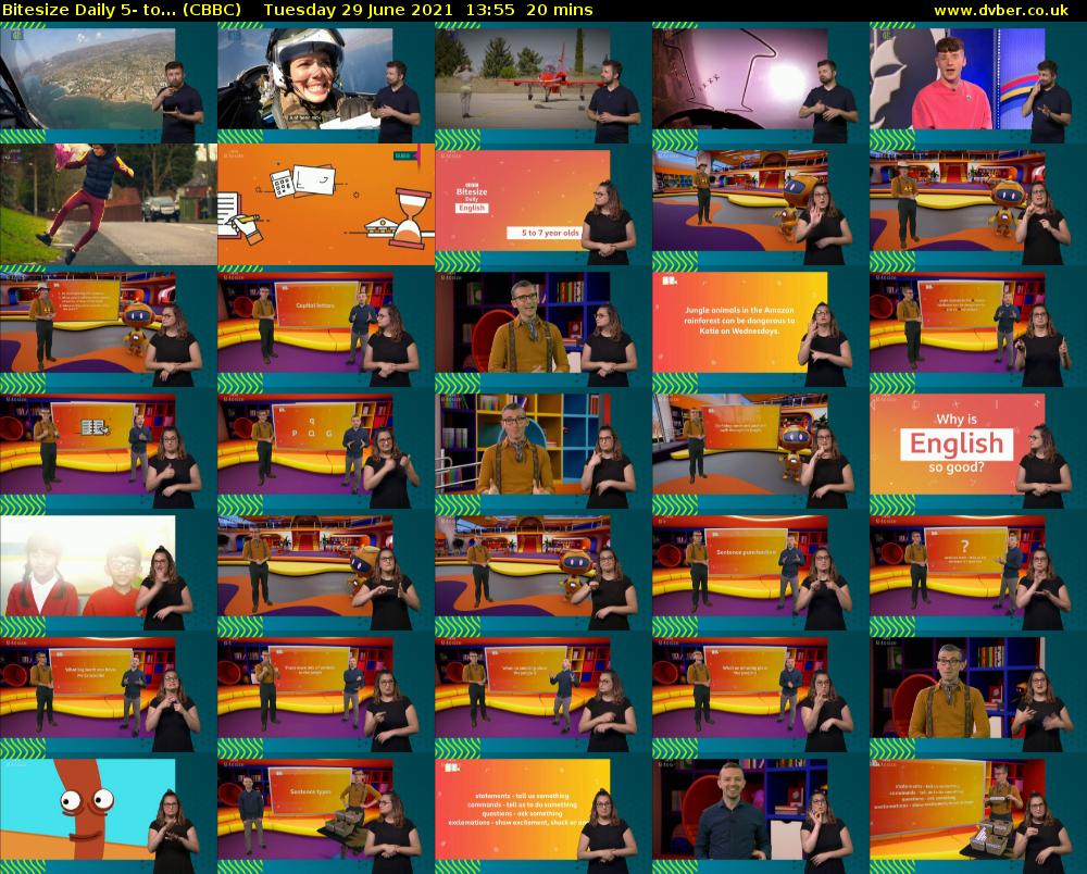 Bitesize Daily 5- to... (CBBC) Tuesday 29 June 2021 13:55 - 14:15