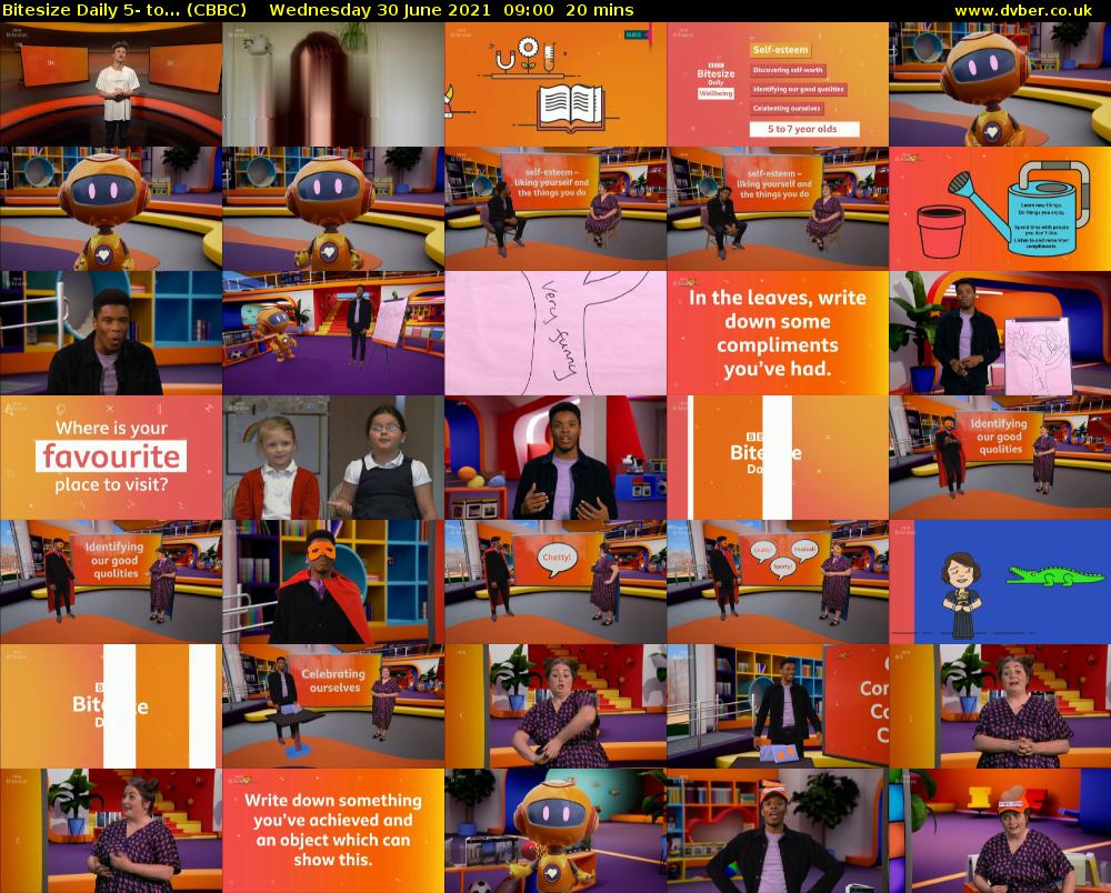 Bitesize Daily 5- to... (CBBC) Wednesday 30 June 2021 09:00 - 09:20