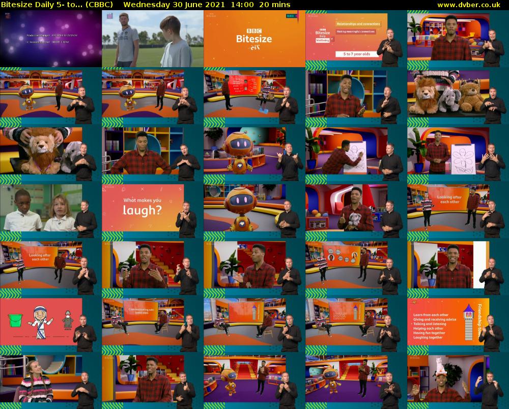 Bitesize Daily 5- to... (CBBC) Wednesday 30 June 2021 14:00 - 14:20