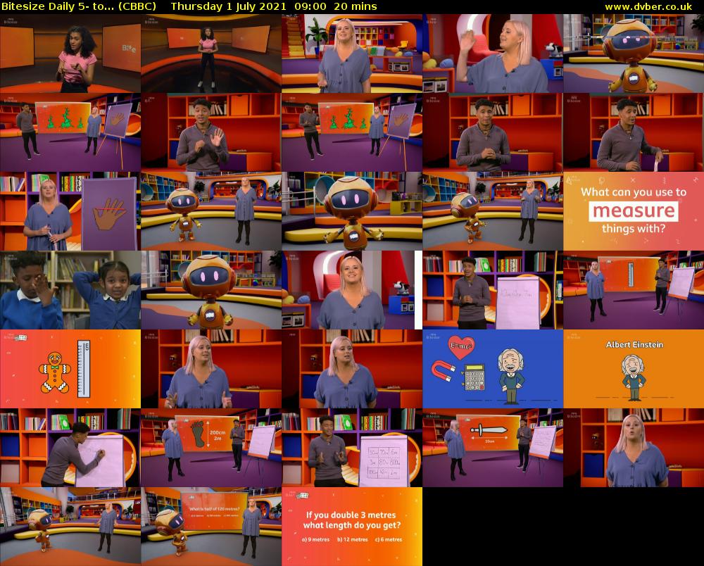 Bitesize Daily 5- to... (CBBC) Thursday 1 July 2021 09:00 - 09:20