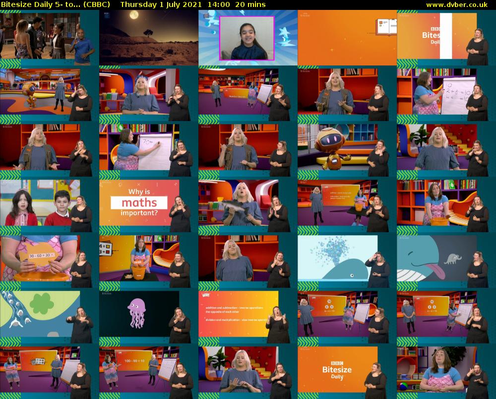 Bitesize Daily 5- to... (CBBC) Thursday 1 July 2021 14:00 - 14:20