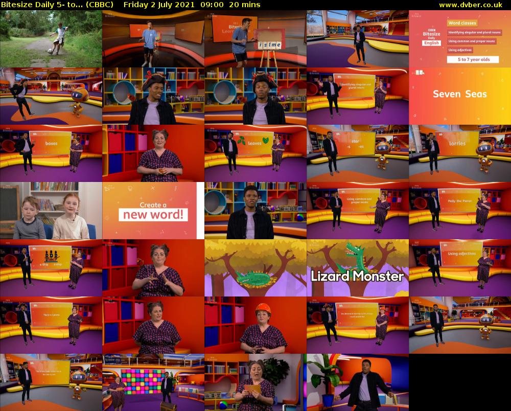 Bitesize Daily 5- to... (CBBC) Friday 2 July 2021 09:00 - 09:20
