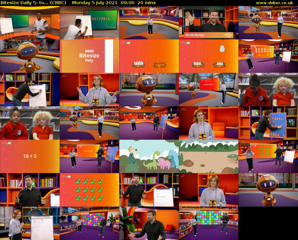 Bitesize Daily 5- to... (CBBC) Monday 5 July 2021 09:00 - 09:20
