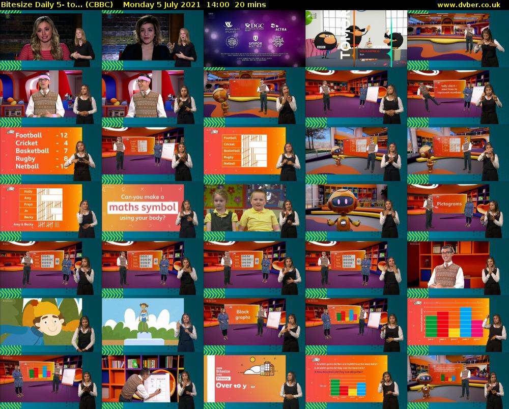 Bitesize Daily 5- to... (CBBC) Monday 5 July 2021 14:00 - 14:20