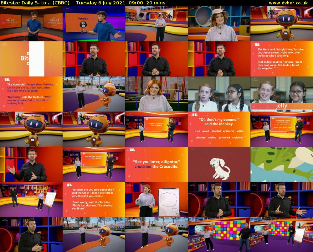 Bitesize Daily 5- to... (CBBC) Tuesday 6 July 2021 09:00 - 09:20