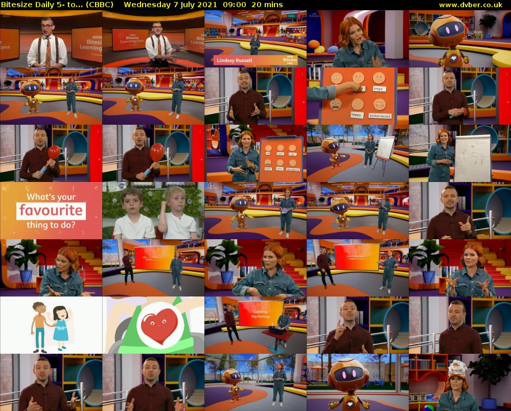 Bitesize Daily 5- to... (CBBC) Wednesday 7 July 2021 09:00 - 09:20