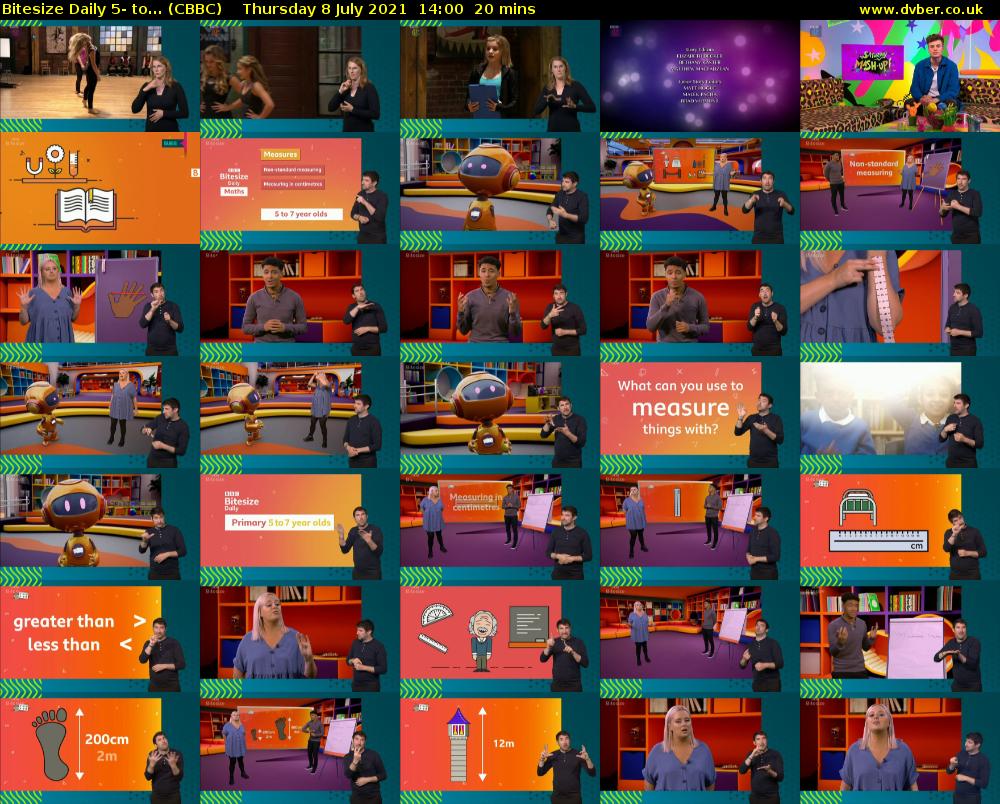 Bitesize Daily 5- to... (CBBC) Thursday 8 July 2021 14:00 - 14:20