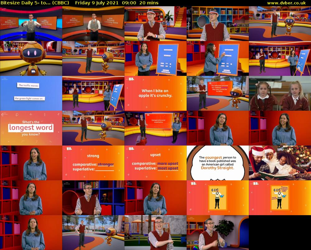 Bitesize Daily 5- to... (CBBC) Friday 9 July 2021 09:00 - 09:20