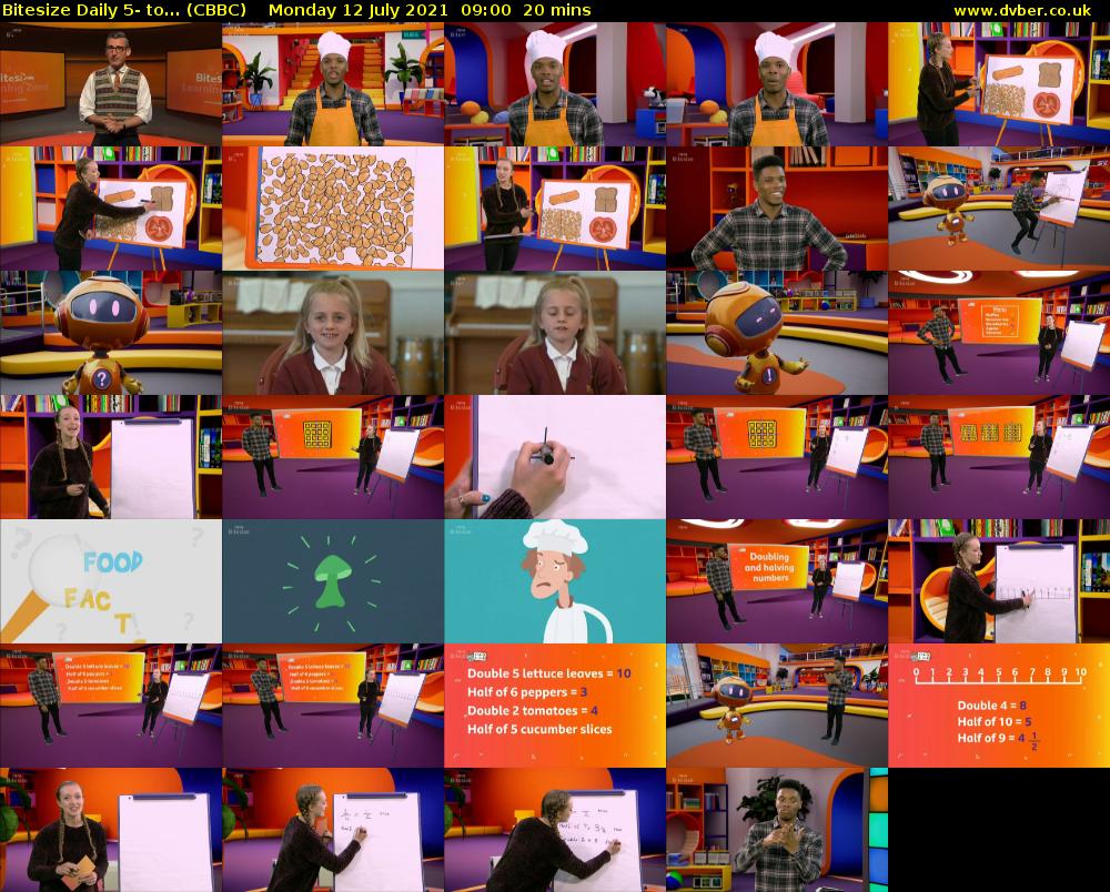 Bitesize Daily 5- to... (CBBC) Monday 12 July 2021 09:00 - 09:20