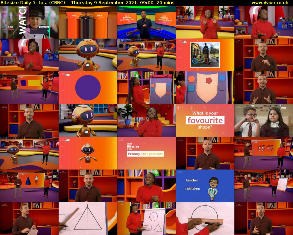 Bitesize Daily 5- to... (CBBC) Thursday 9 September 2021 09:00 - 09:20