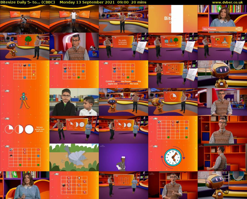 Bitesize Daily 5- to... (CBBC) Monday 13 September 2021 09:00 - 09:20