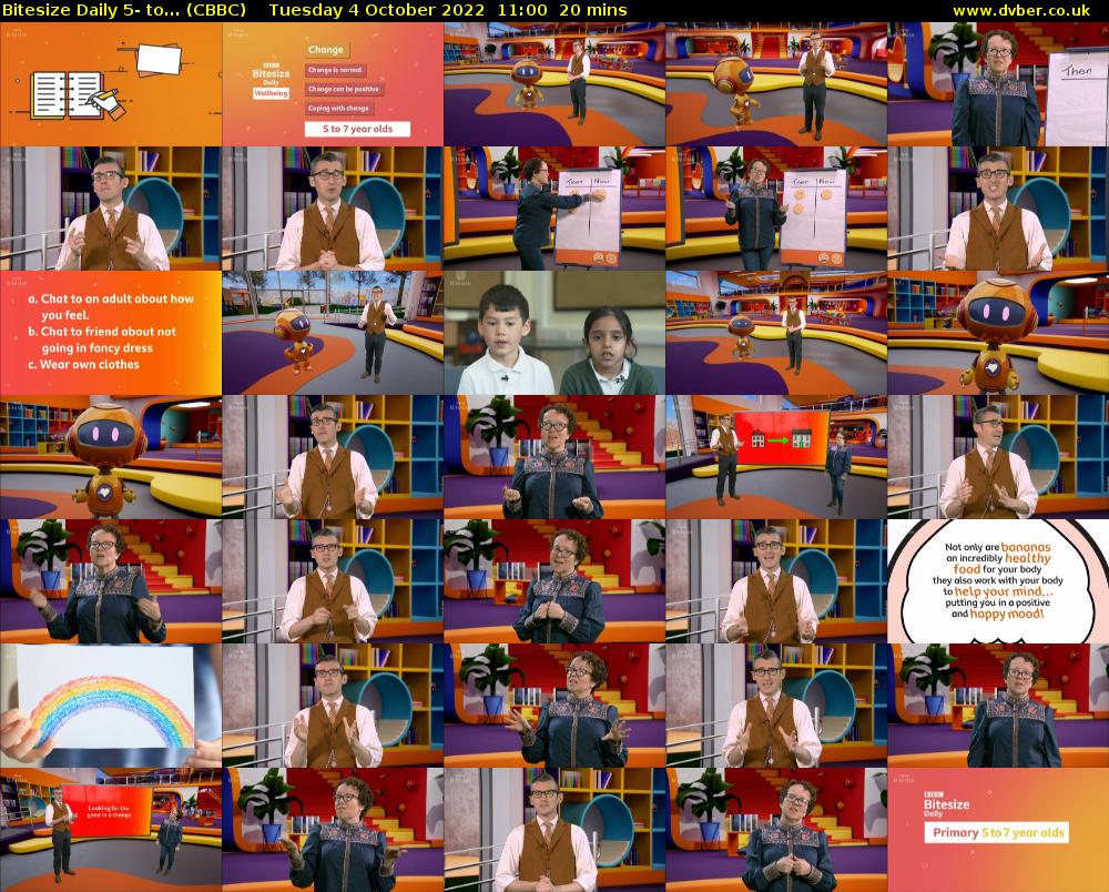 Bitesize Daily 5- to... (CBBC) Tuesday 4 October 2022 11:00 - 11:20