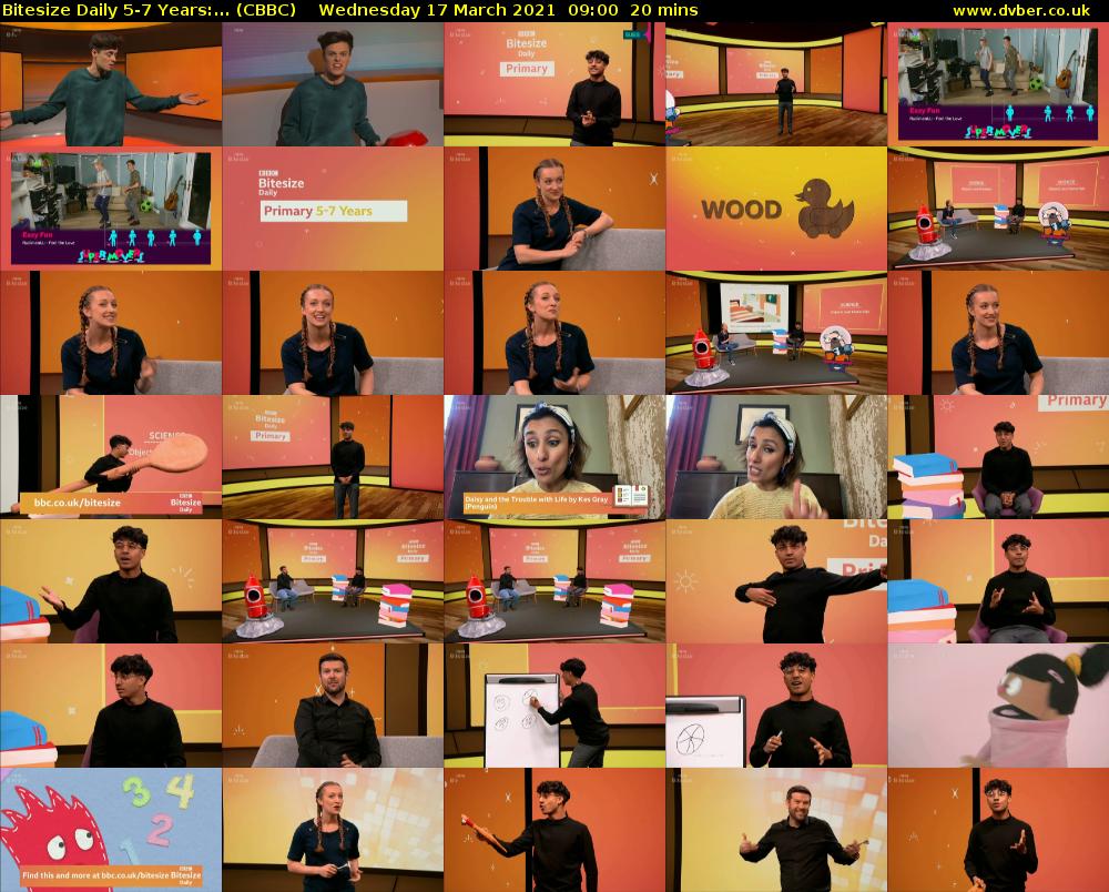 Bitesize Daily 5-7 years:... (CBBC) Wednesday 17 March 2021 09:00 - 09:20
