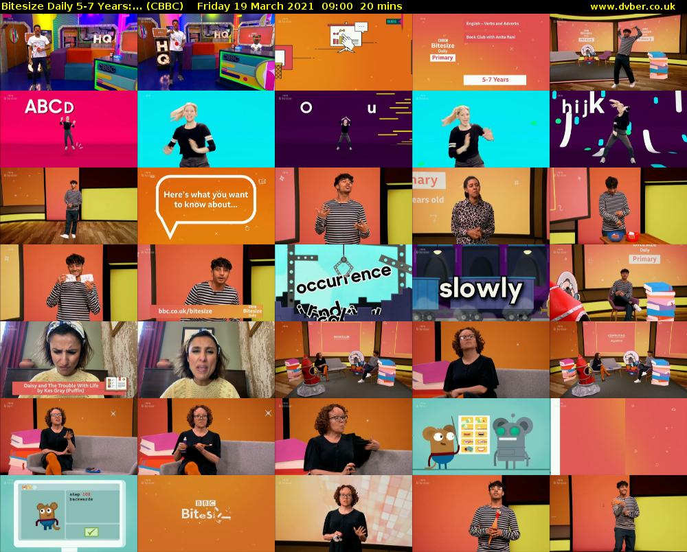 Bitesize Daily 5-7 years:... (CBBC) Friday 19 March 2021 09:00 - 09:20