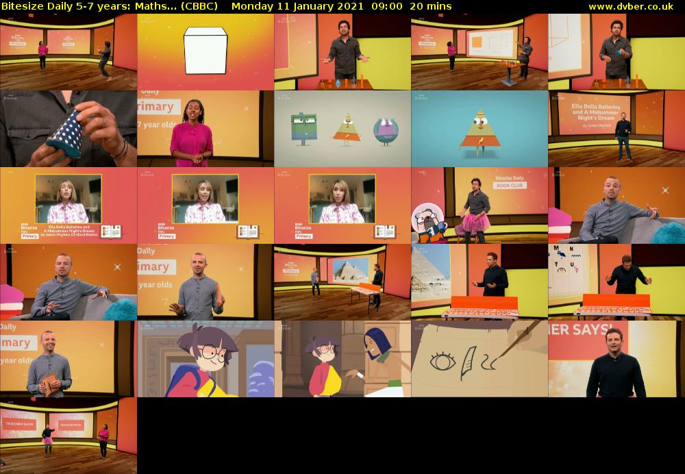 Bitesize Daily 5-7 years: Maths... (CBBC) Monday 11 January 2021 09:00 - 09:20
