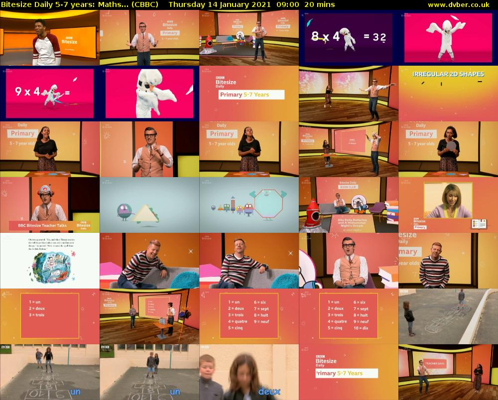 Bitesize Daily 5-7 years: Maths... (CBBC) Thursday 14 January 2021 09:00 - 09:20