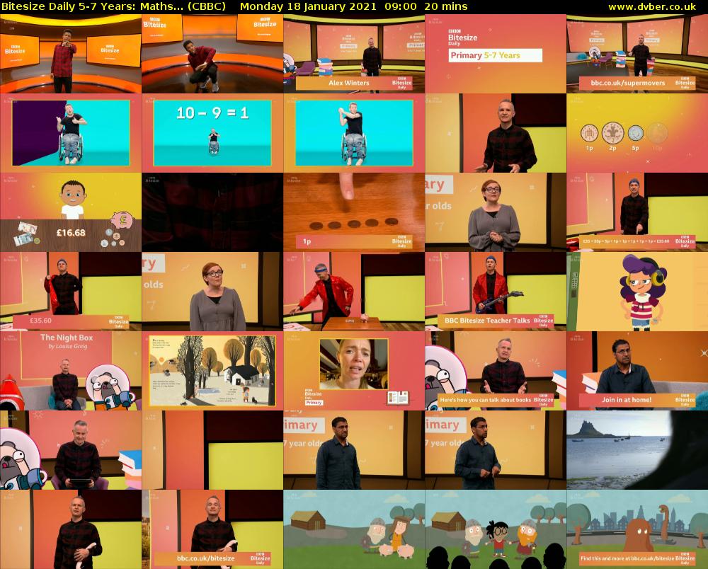 Bitesize Daily 5-7 years: Maths... (CBBC) Monday 18 January 2021 09:00 - 09:20