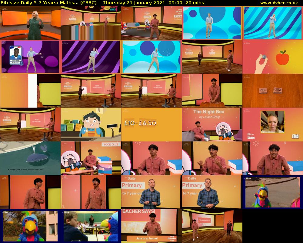 Bitesize Daily 5-7 years: Maths... (CBBC) Thursday 21 January 2021 09:00 - 09:20