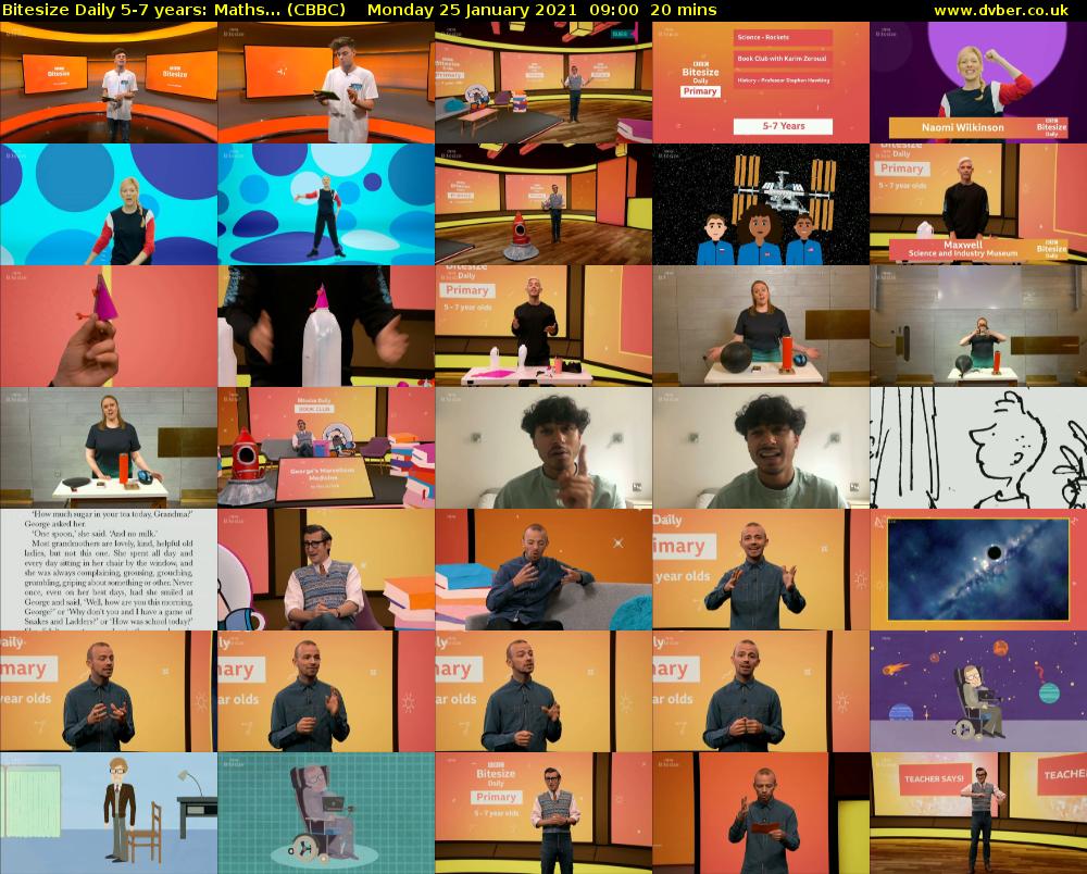 Bitesize Daily 5-7 years: Maths... (CBBC) Monday 25 January 2021 09:00 - 09:20