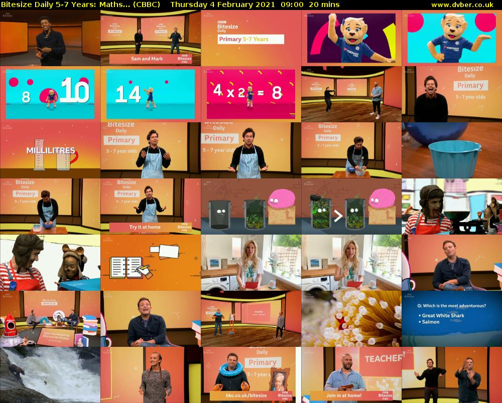 Bitesize Daily 5-7 years: Maths... (CBBC) Thursday 4 February 2021 09:00 - 09:20