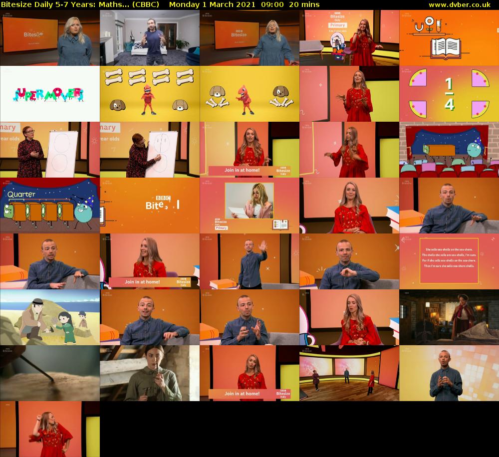 Bitesize Daily 5-7 years: Maths... (CBBC) Monday 1 March 2021 09:00 - 09:20