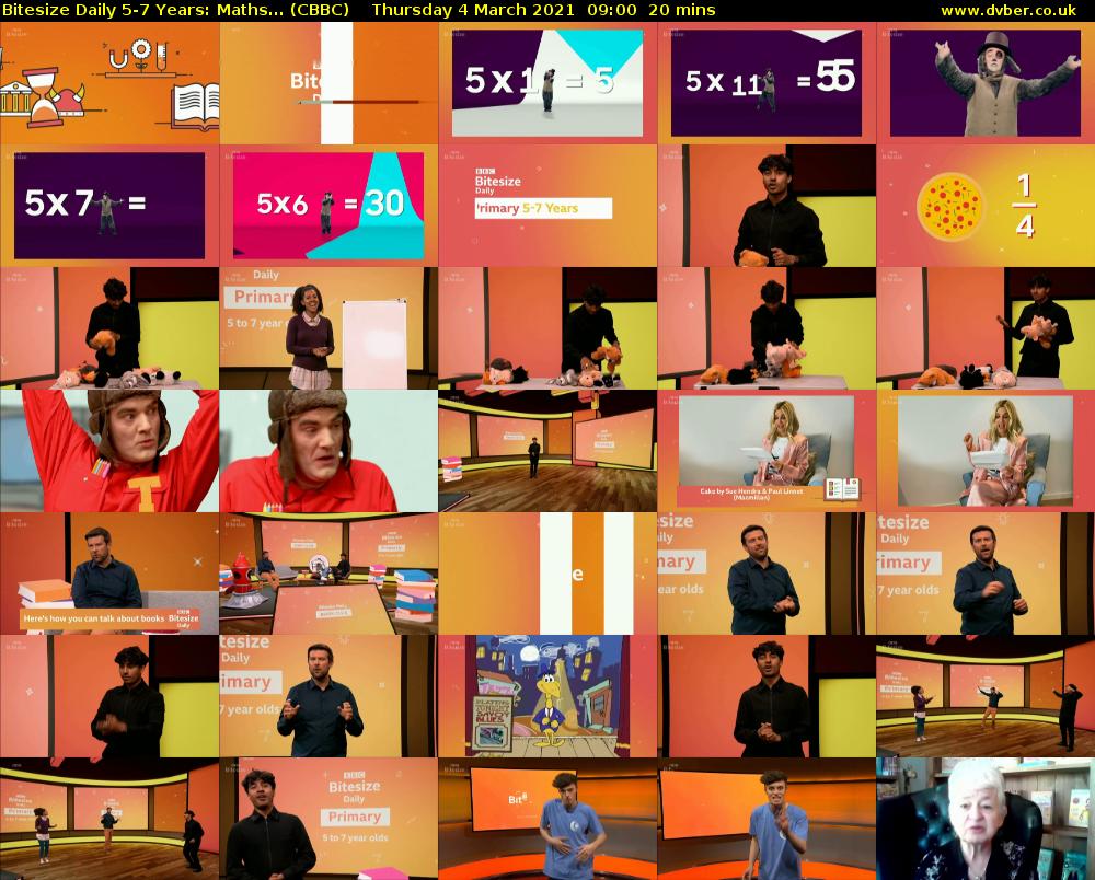 Bitesize Daily 5-7 years: Maths... (CBBC) Thursday 4 March 2021 09:00 - 09:20