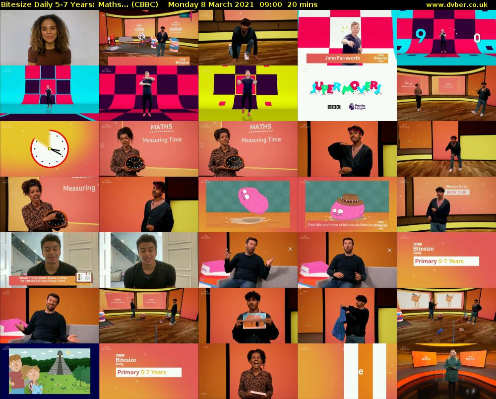 Bitesize Daily 5-7 years: Maths... (CBBC) Monday 8 March 2021 09:00 - 09:20