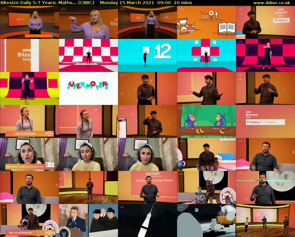 Bitesize Daily 5-7 years: Maths... (CBBC) Monday 15 March 2021 09:00 - 09:20