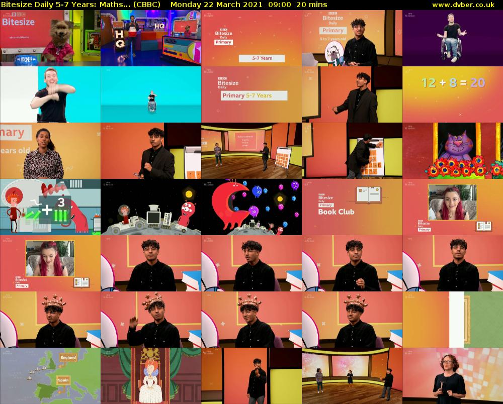 Bitesize Daily 5-7 years: Maths... (CBBC) Monday 22 March 2021 09:00 - 09:20