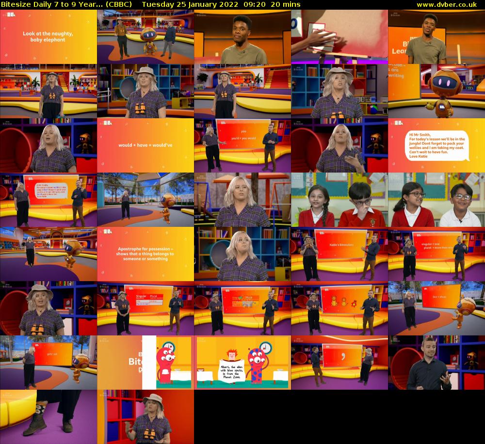 Bitesize Daily 7 to 9 year... (CBBC) Tuesday 25 January 2022 09:20 - 09:40