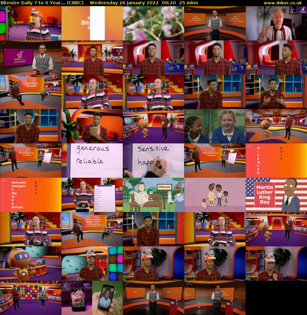 Bitesize Daily 7 to 9 year... (CBBC) Wednesday 26 January 2022 09:20 - 09:45