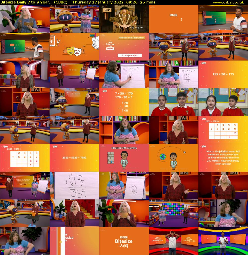 Bitesize Daily 7 to 9 year... (CBBC) Thursday 27 January 2022 09:20 - 09:45