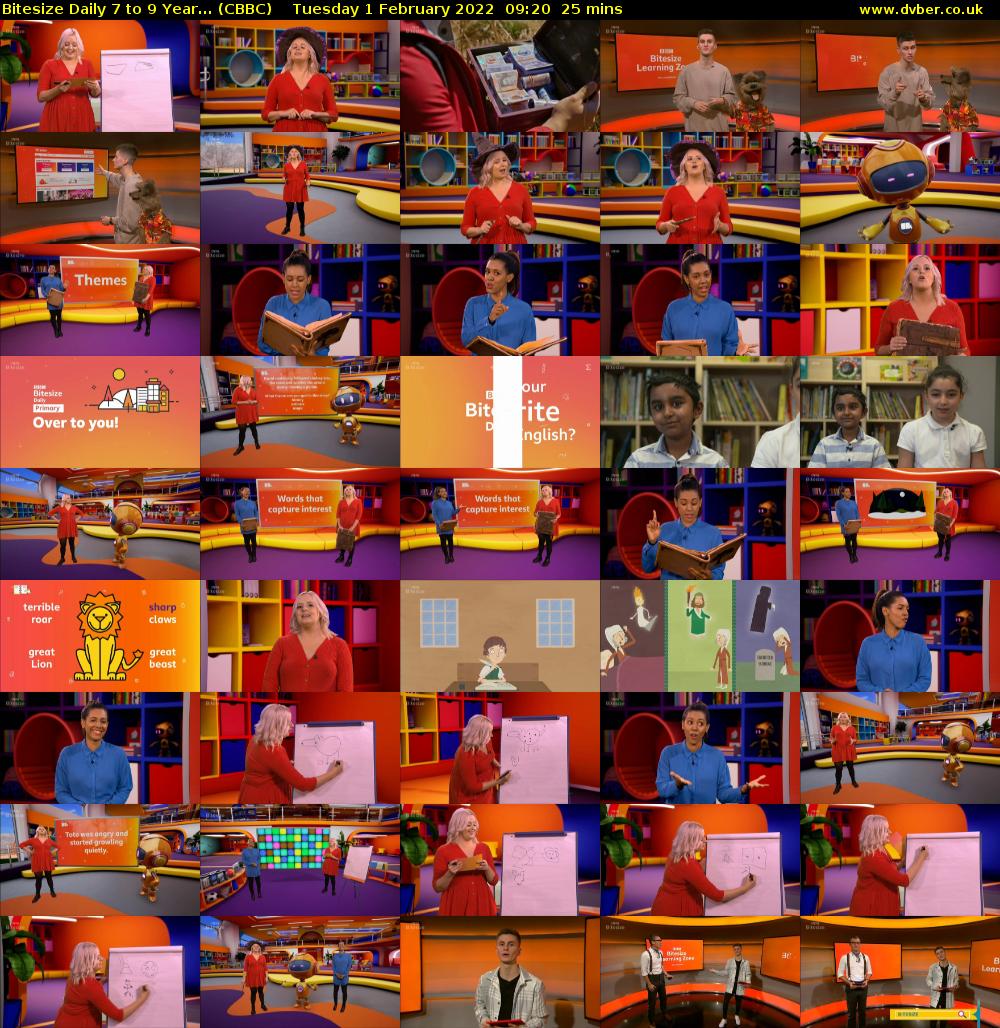 Bitesize Daily 7 to 9 year... (CBBC) Tuesday 1 February 2022 09:20 - 09:45