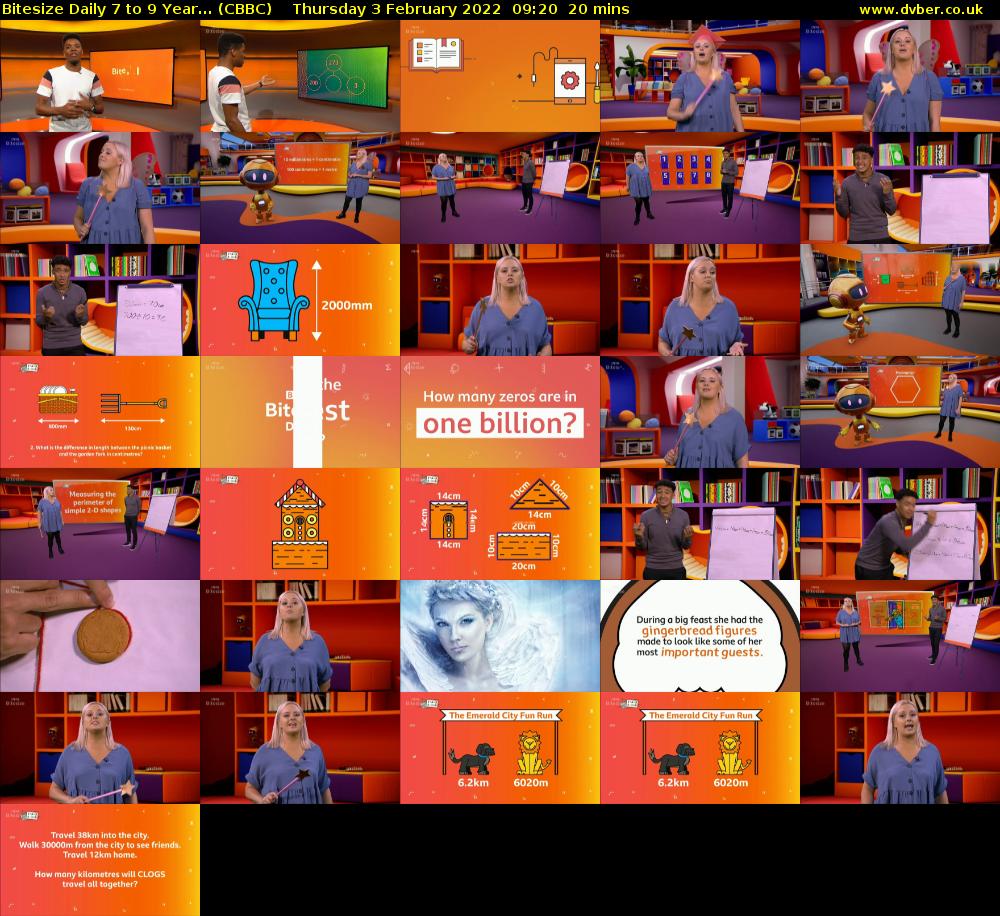 Bitesize Daily 7 to 9 year... (CBBC) Thursday 3 February 2022 09:20 - 09:40