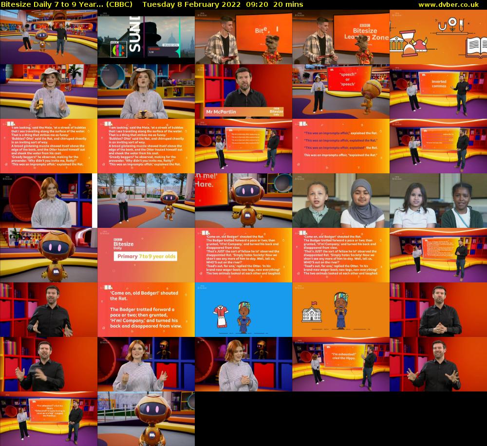 Bitesize Daily 7 to 9 year... (CBBC) Tuesday 8 February 2022 09:20 - 09:40