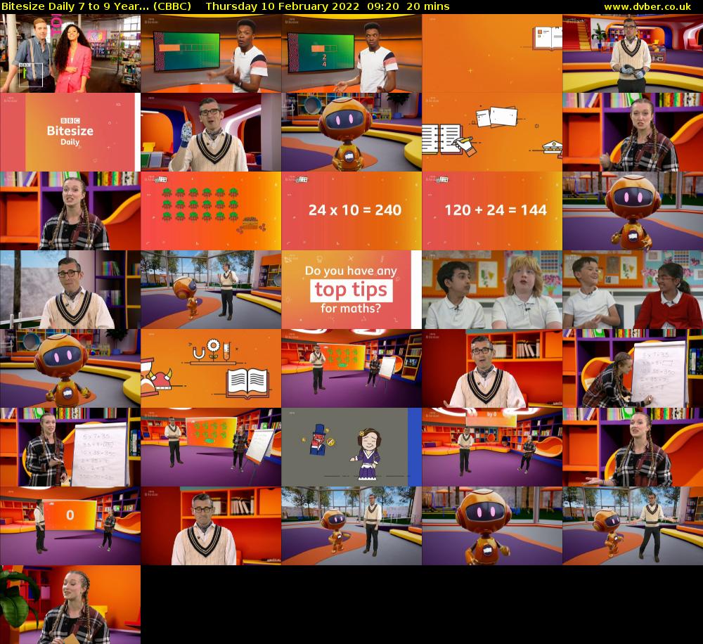 Bitesize Daily 7 to 9 year... (CBBC) Thursday 10 February 2022 09:20 - 09:40