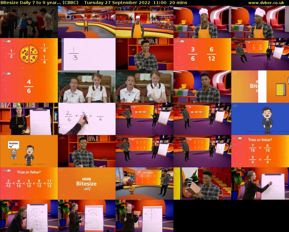 Bitesize Daily 7 to 9 year... (CBBC) Tuesday 27 September 2022 11:00 - 11:20