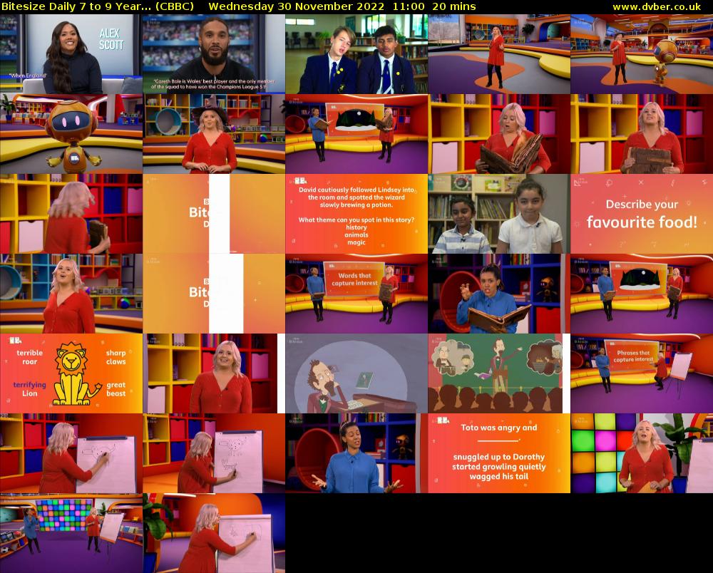 Bitesize Daily 7 to 9 year... (CBBC) Wednesday 30 November 2022 11:00 - 11:20