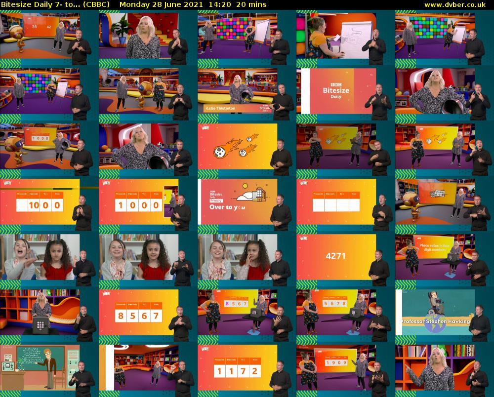 Bitesize Daily 7- to... (CBBC) Monday 28 June 2021 14:20 - 14:40