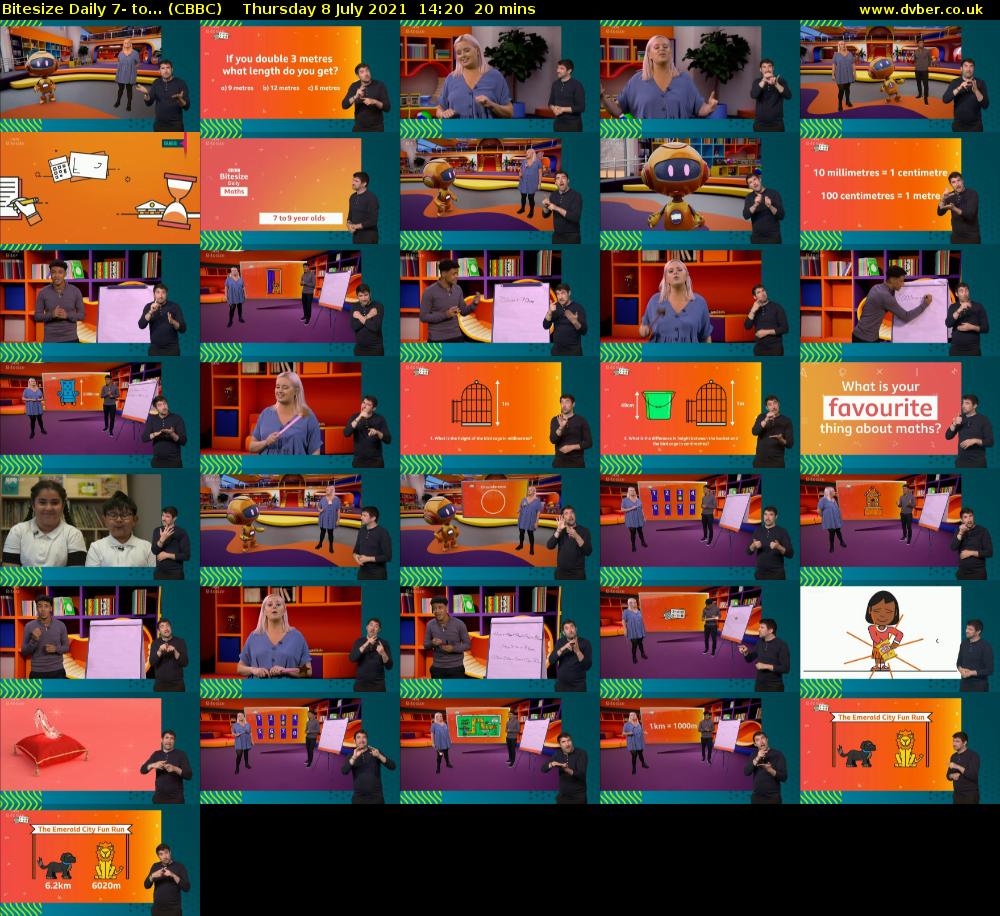 Bitesize Daily 7- to... (CBBC) Thursday 8 July 2021 14:20 - 14:40