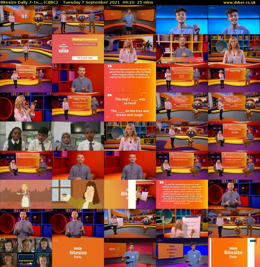 Bitesize Daily 7- to... (CBBC) Tuesday 7 September 2021 09:20 - 09:45