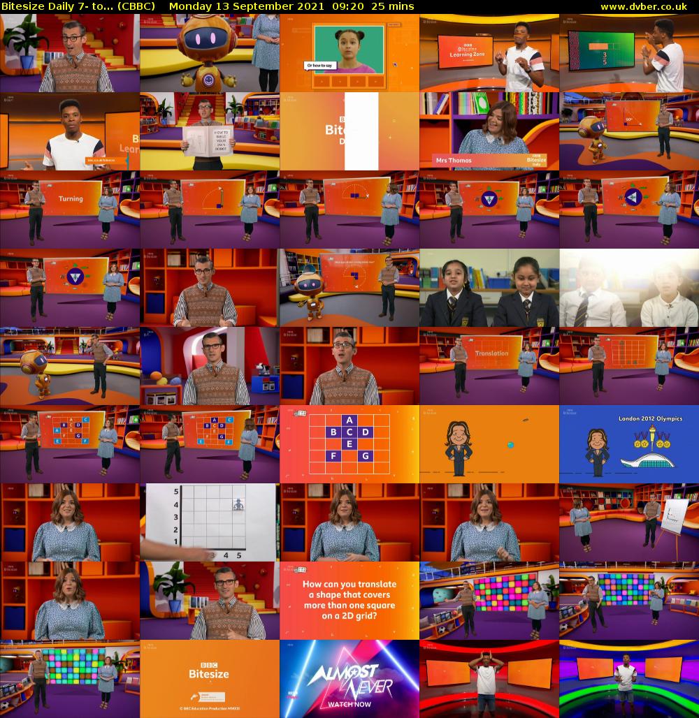 Bitesize Daily 7- to... (CBBC) Monday 13 September 2021 09:20 - 09:45