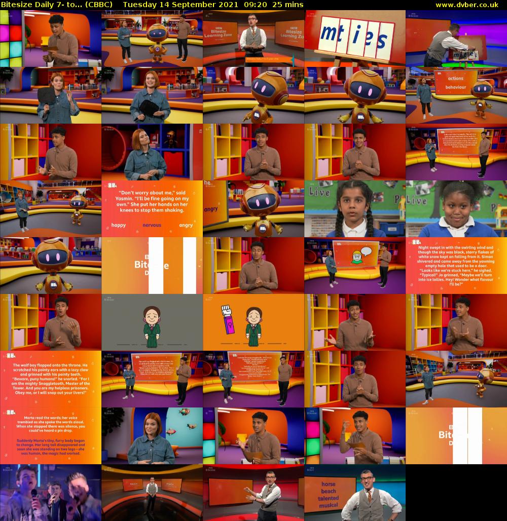Bitesize Daily 7- to... (CBBC) Tuesday 14 September 2021 09:20 - 09:45