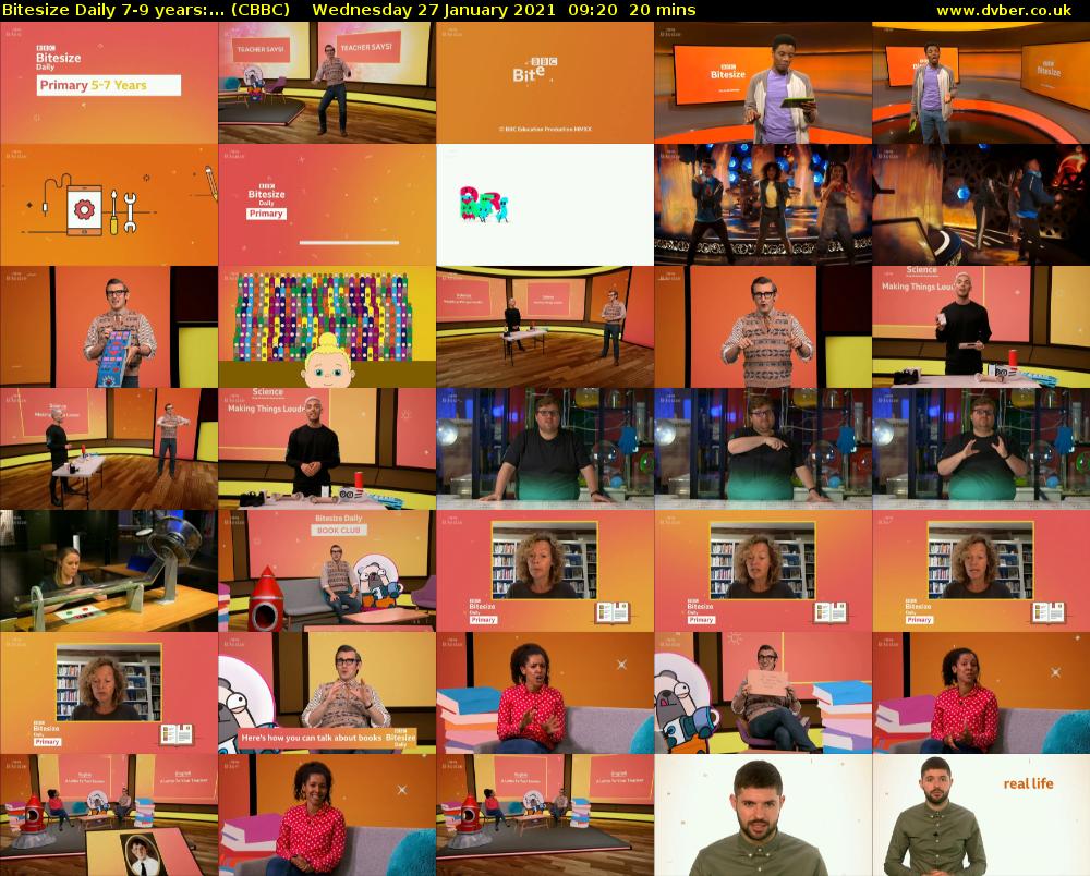 Bitesize Daily 7-9 years:... (CBBC) Wednesday 27 January 2021 09:20 - 09:40