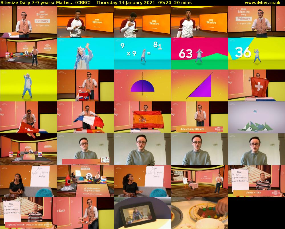 Bitesize Daily 7-9 years: Maths... (CBBC) Thursday 14 January 2021 09:20 - 09:40